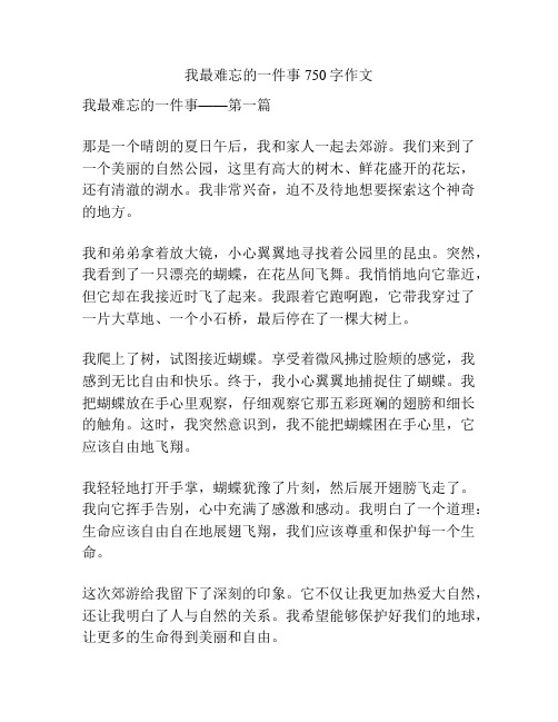 我最难忘的一件事750字作文