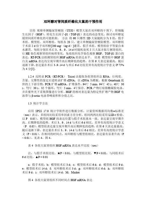 双环醇对肾间质纤维化大鼠的干预作用