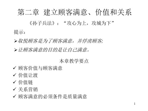 第二章建立顾客满意、价值和关系