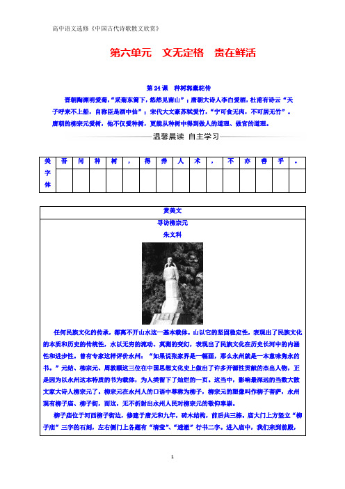 高中语文选修中国古代诗歌散文欣赏(人教版)习题：第六单元 第24课种树郭橐驼传含答案