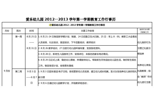 2012-2013第一学期行事历