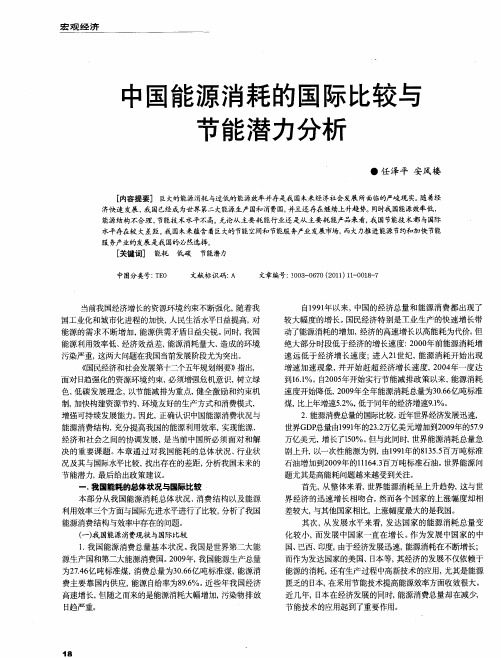 中国能源消耗的国际比较与节能潜力分析