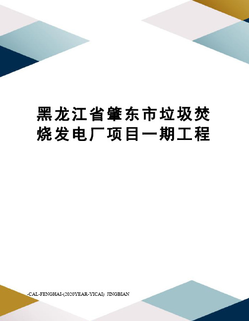 黑龙江省肇东市垃圾焚烧发电厂项目一期工程