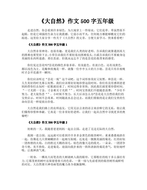 《大自然》作文500字五年级
