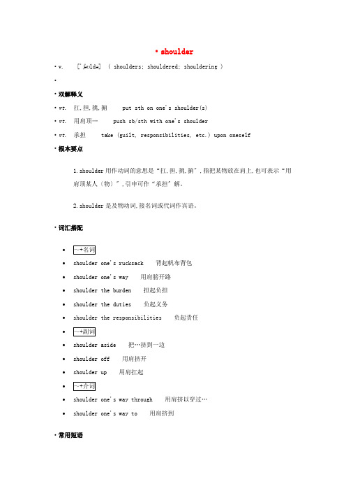 高中英语单词天天记shoulder素材