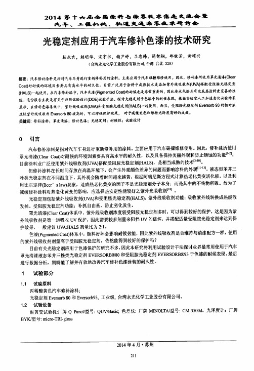 光稳定剂应用于汽车修补色漆的技术研究