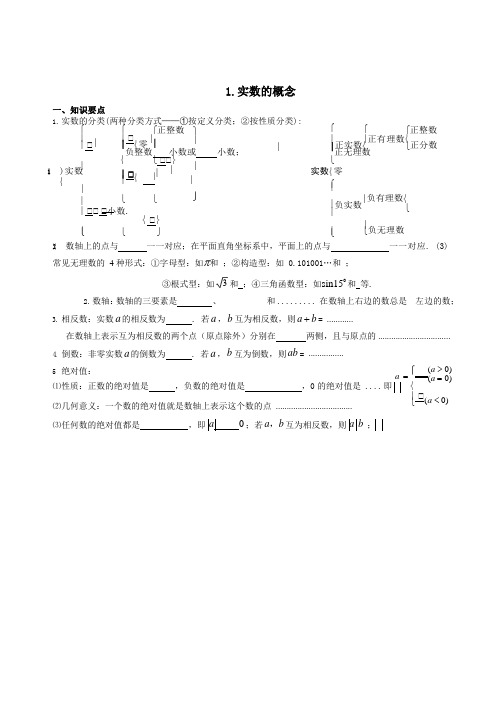 中考数学总复习1.实数的概念