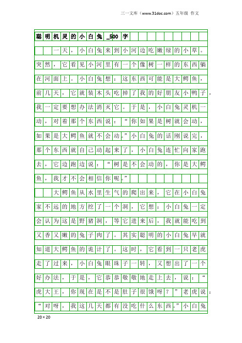 五年级作文：聪明机灵的小白兔_500字