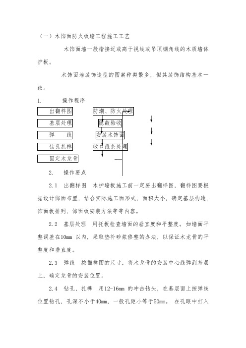木饰面防火板墙工程施工工艺