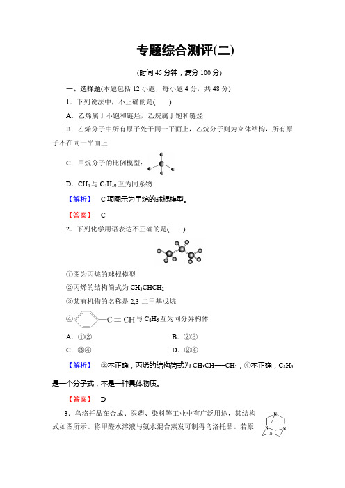 苏教版高中化学选修五专题综合测评(二)