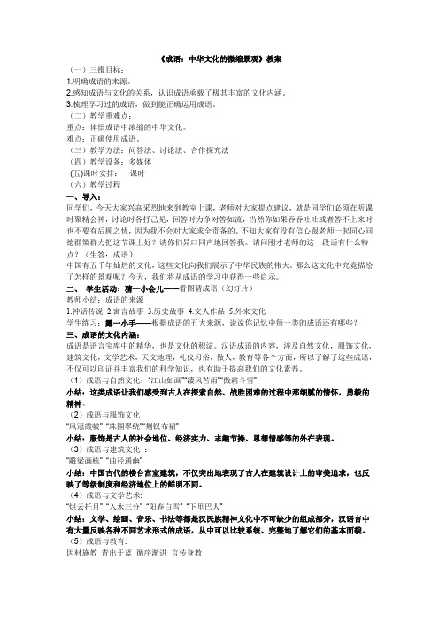 《成语中华文化的微缩景观》教案