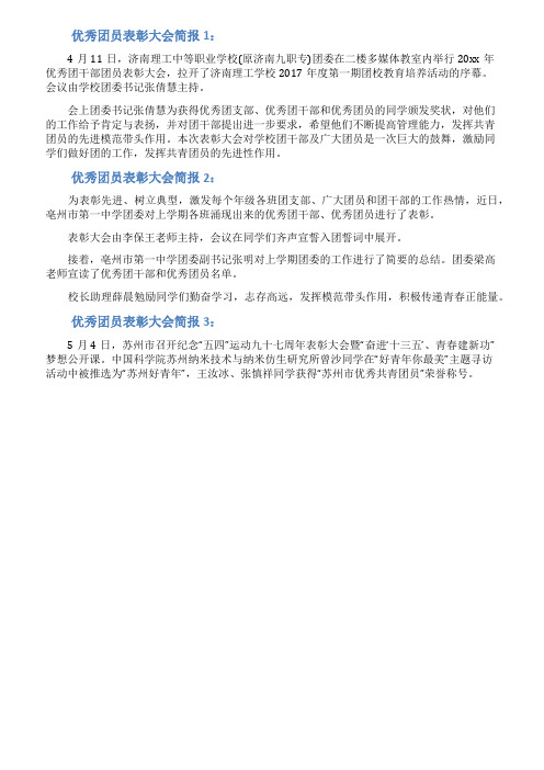优秀团员表彰大会简报