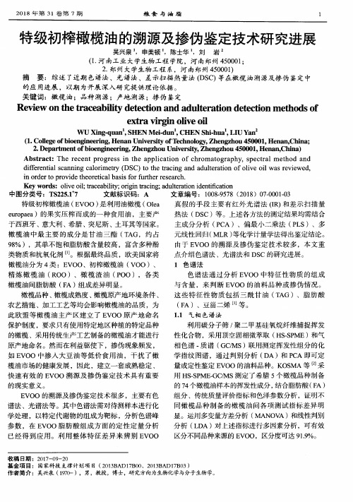 特级初榨橄榄油的溯源及掺伪鉴定技术研究进展