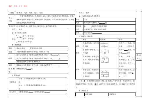 河北省邯郸市涉县索堡中学2020学年中考物理一轮复习《第16讲 电路 电流 电压 电阻》导学案(无答案)