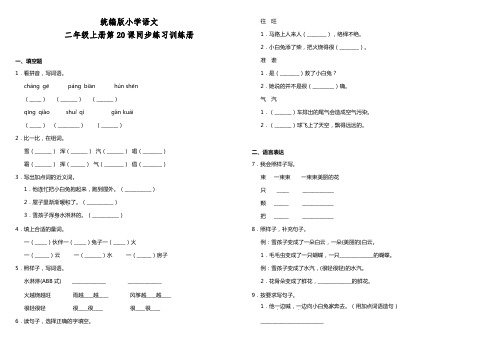 部编版小学语文二年级上册20.雪孩子    课课练试题(含答案)