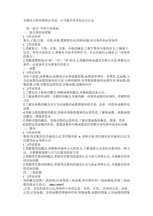 教师证考试小学数学常考知识点汇总