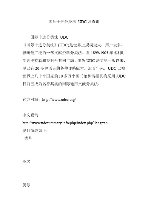 国际十进分类法 UDC及查询