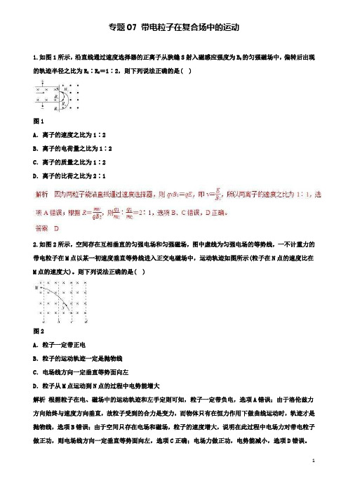 高考物理专题带电粒子在复合场中的运动热点难点突破