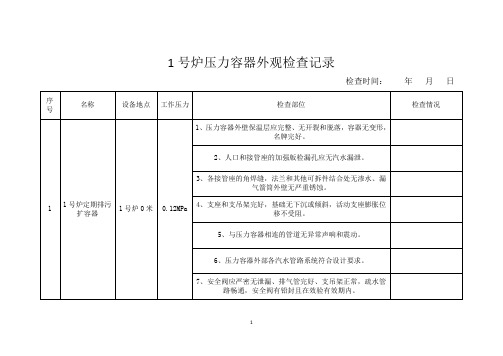 1号炉压力容器外观检查记录
