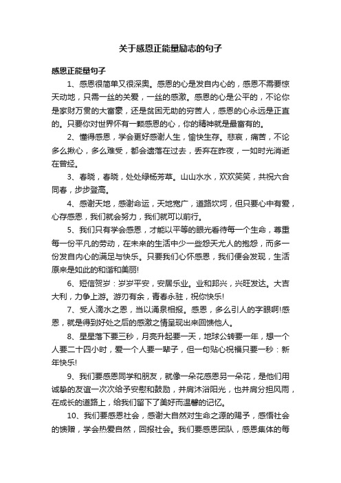 关于感恩正能量励志的句子