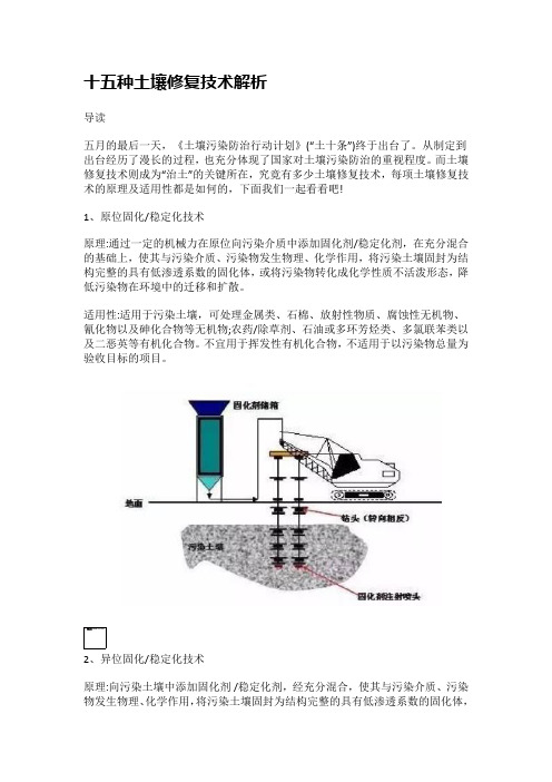 十五种重金属土壤修复技术解析