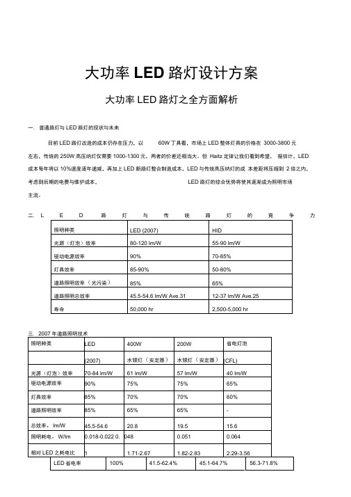 大功率LED路灯设计方案