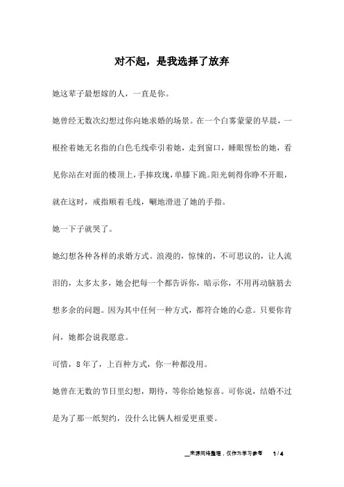 对不起,是我选择了放弃_爱情故事