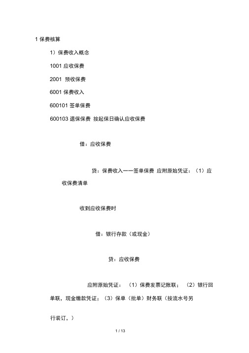 保险会计科目