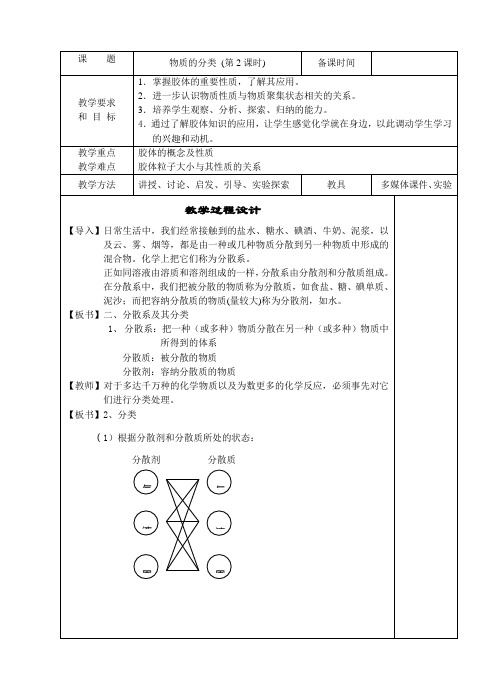 苏教版高中化学必修一1.1.1 物质的分类 (第2课时)教案设计