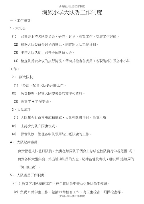 少先队大队委工作制度