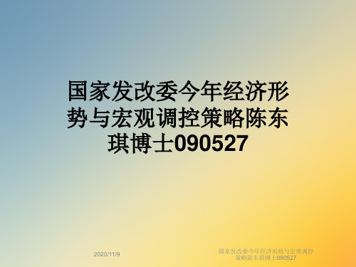 国家发改委今年经济形势与宏观调控策略陈东琪博士090527