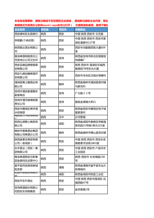 2020新版陕西省啤酒工商企业公司名录名单黄页联系方式大全133家