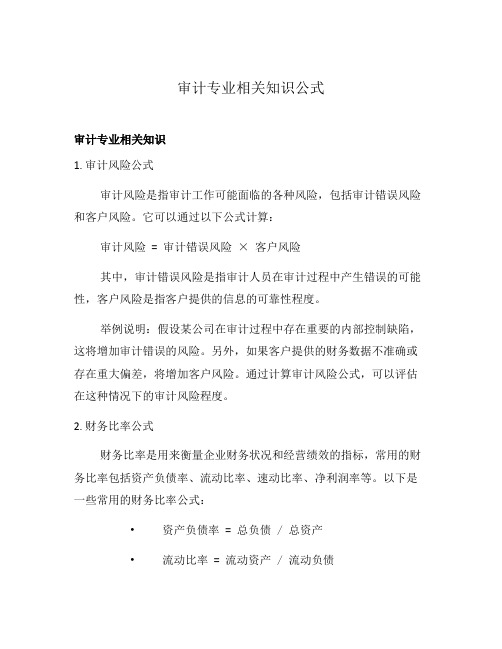 审计专业相关知识公式