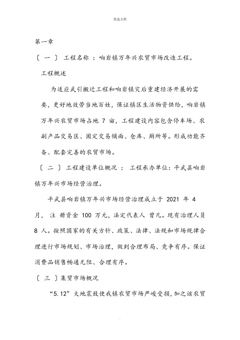 农贸市场改造项目申请报告