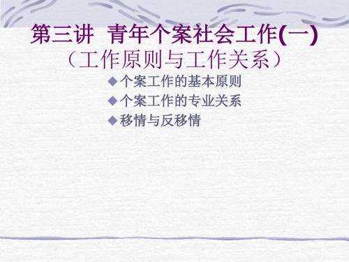《青年个案社会工作》PPT课件