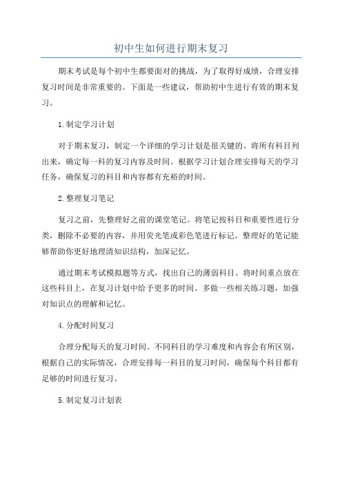 初中生如何进行期末复习