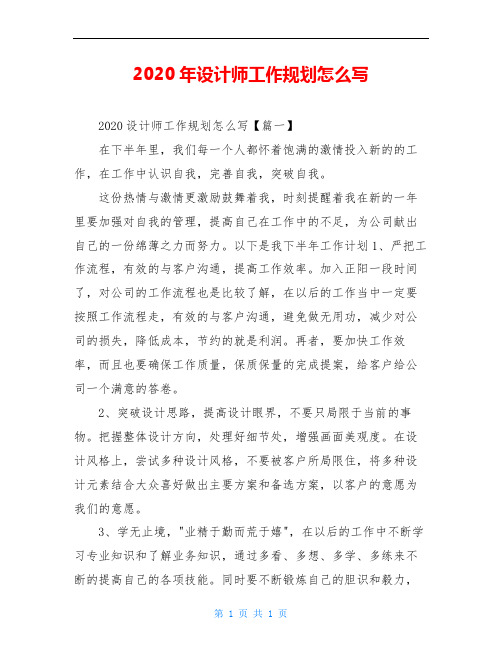 2020年设计师工作规划范文