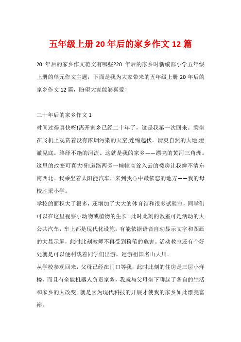 五年级上册20年后的家乡作文12篇