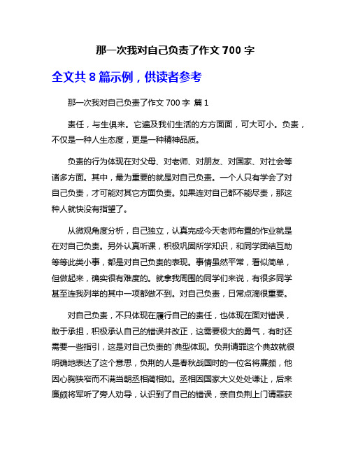 那一次我对自己负责了作文700字