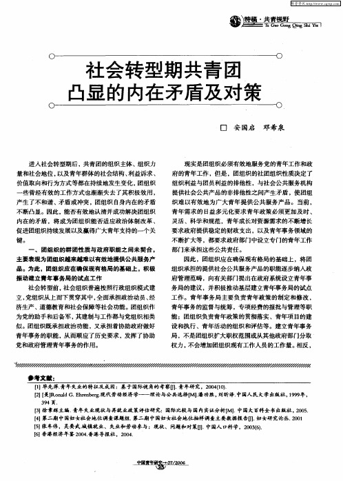 社会转型期共青团凸显的内在矛盾及对策