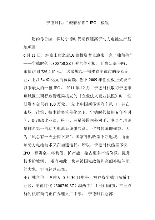 宁德时代：“戴着枷锁”IPO  棱镜