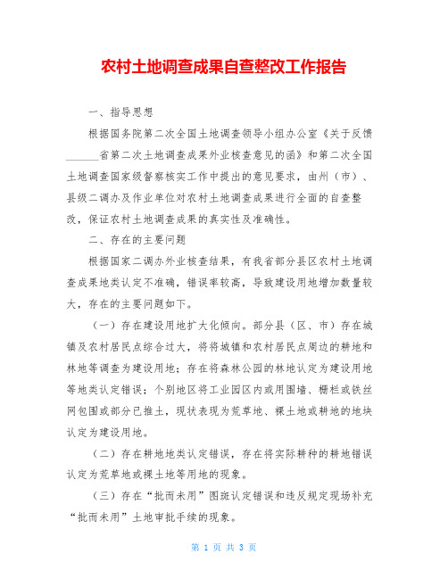 农村土地调查成果自查整改工作报告