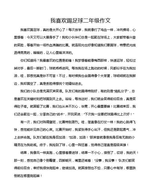 我喜欢踢足球二年级作文