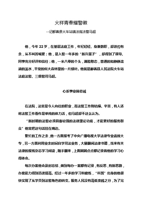 火样青春耀警徽(法警事迹材料)