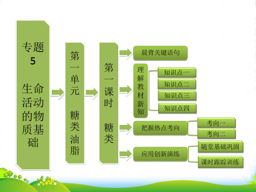 【三维设计】高中化学 第一部分 专题5 第一单元 第一课时 糖类课件 苏教选修5