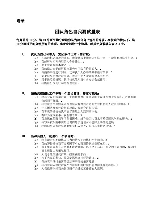 团队角色测试