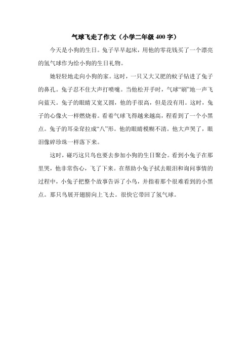 气球飞走了作文(小学二年级400字).doc