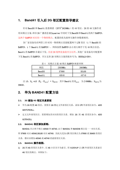 华为2G配置LTE的Band41邻区方法