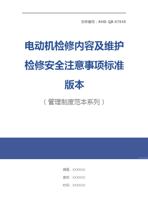 电动机检修内容及维护检修安全注意事项标准版本