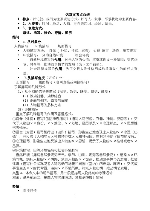 记叙文考点总结